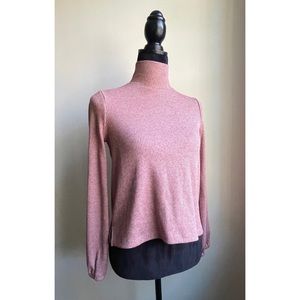 NEW Madewell Pink Cropped Ribbed Turtleneck Size S